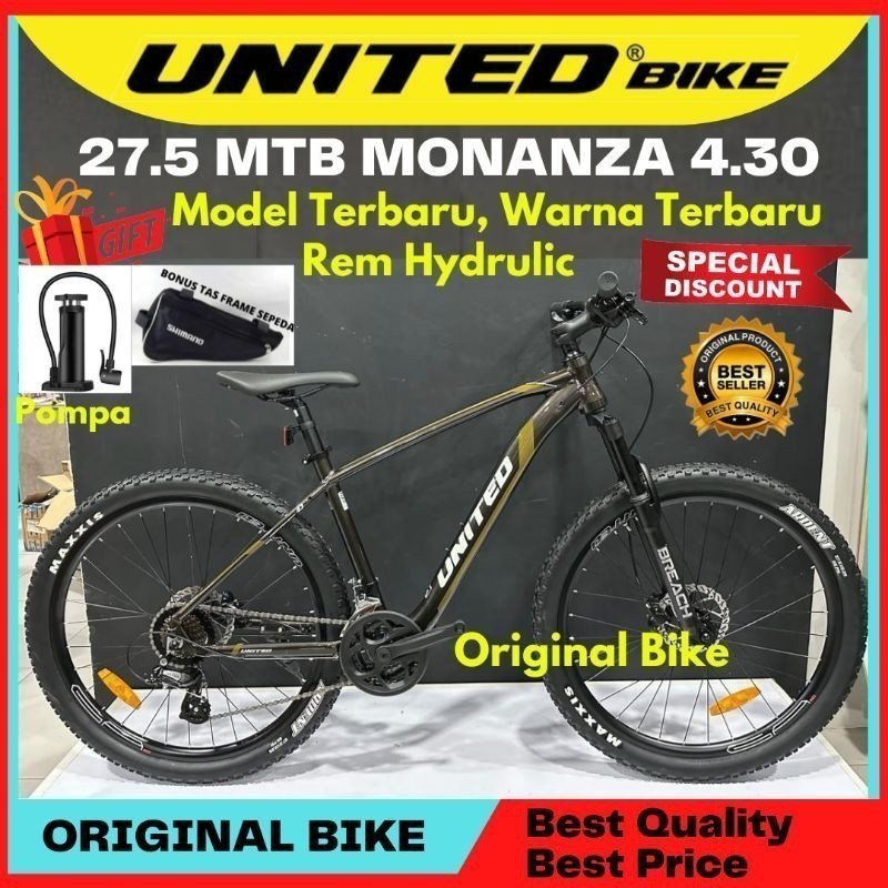 Sepeda Gunung 27.5 MTB United Monanza 4.30 Rem Hydraulic