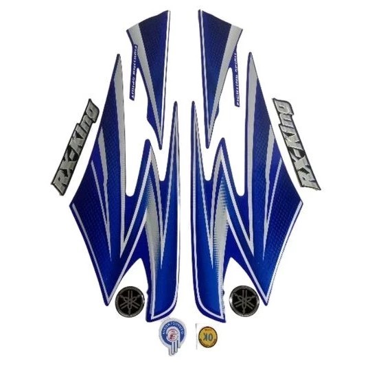 striping rx king 2003 biru set emblem timbul, stiker lis body rx king 2003 biru + emblem komplit tim