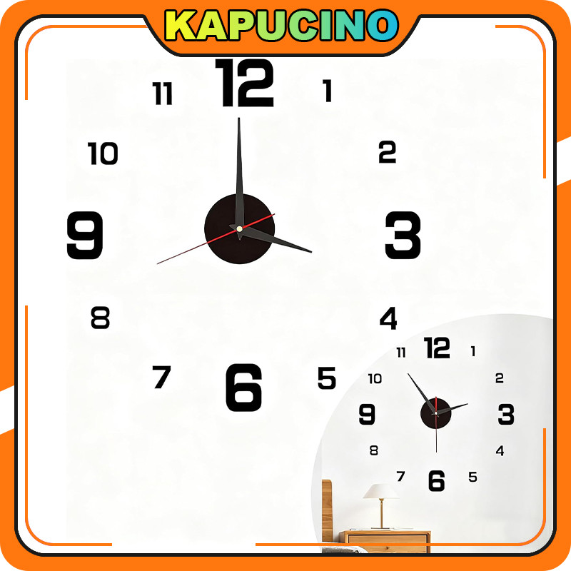 Jam Tempel Dinding Analog 3D Giant Modern Jam DIY Dinding Besar Jam Dinding Tempel Jam  Foam Stiker 