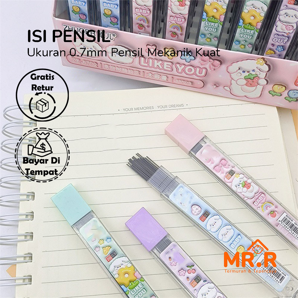 Isi Pensil Mekanik 0.7mm Warna Hitam Tebal Isi Pensil Mekanik 0.7mm Anti Patah Refill Pensil Berkual