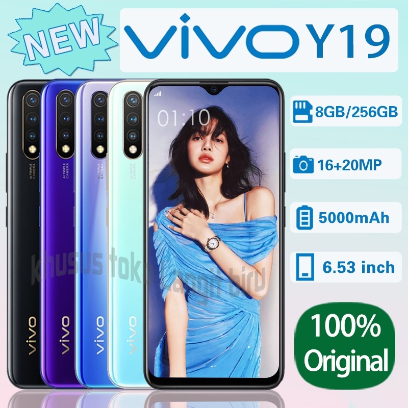 HP VIVO Y19 Ram8+256GB Layar 6.53 LCD Handphone Murah cuci gudang Baterai 5000mah Android Smartphone