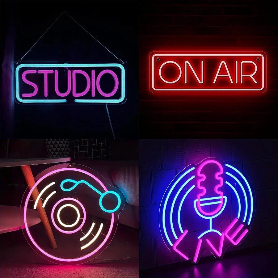 Stuo,On Air Neon Sign, Music LED Sign Light For Recorng Room, Music Stuo, Streaming, Party, Club, Po