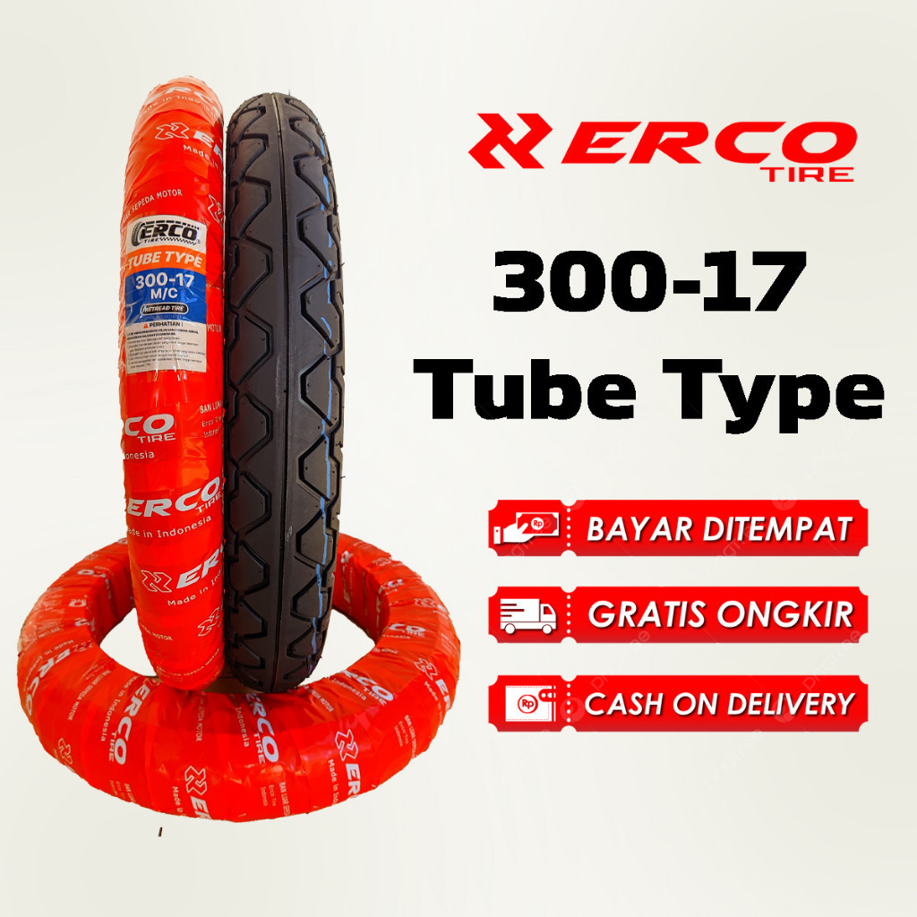 ERCO TIRE Ban Luar Motor Ring 17 ERCO 300-17 90/90-17 100/80-17 Tube type Untuk Motor RX King