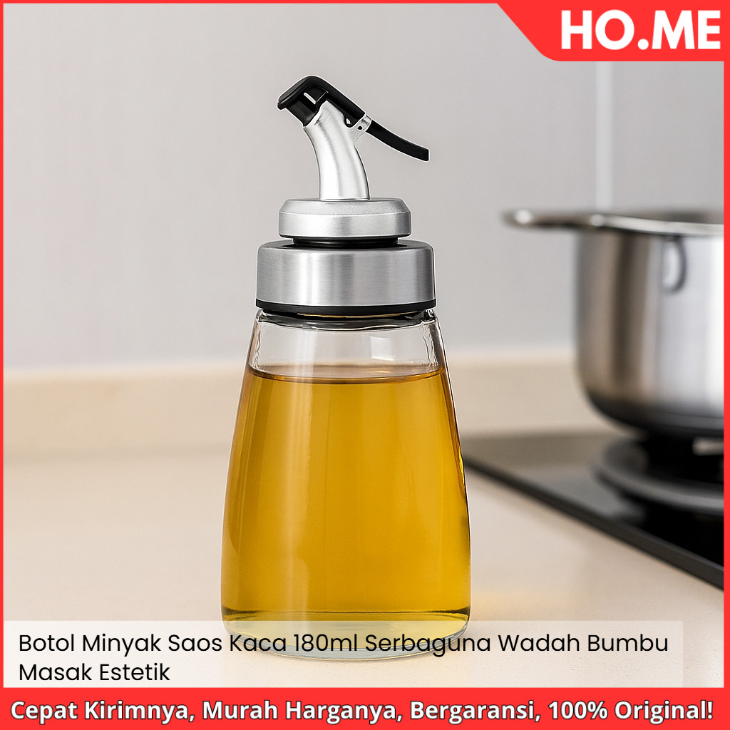[HO.ME] Botol Minyak Saos - Kaca 180ml Serbaguna - Wadah Bumbu Masak Estetik