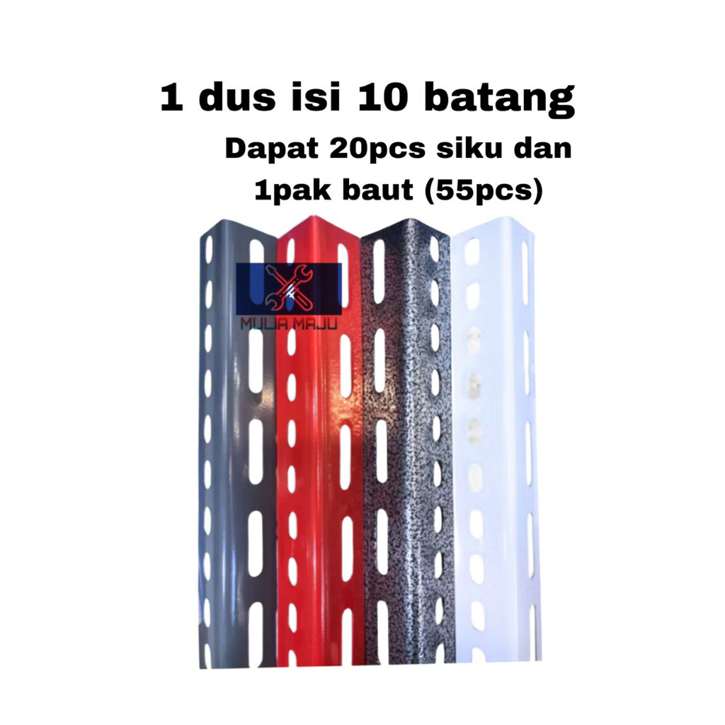 1dus isi 10batang siku lubang besi 2.1mili siku lubang/Rak Siku Lubang Perbatang 3meter paket murah 
