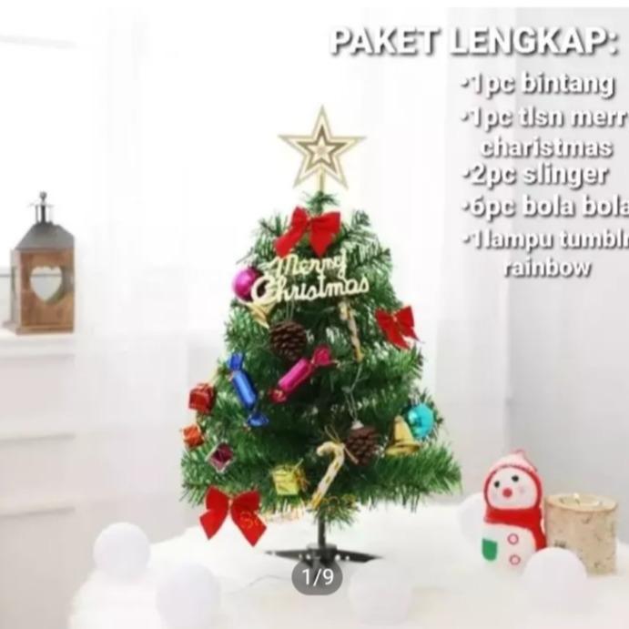 MUMPUNG PROMO Pohon Natal Ukuran 60 Cm Lengkap Aksesoris / Pohon Natal Polos Hiasan Lampu - Pohon Na