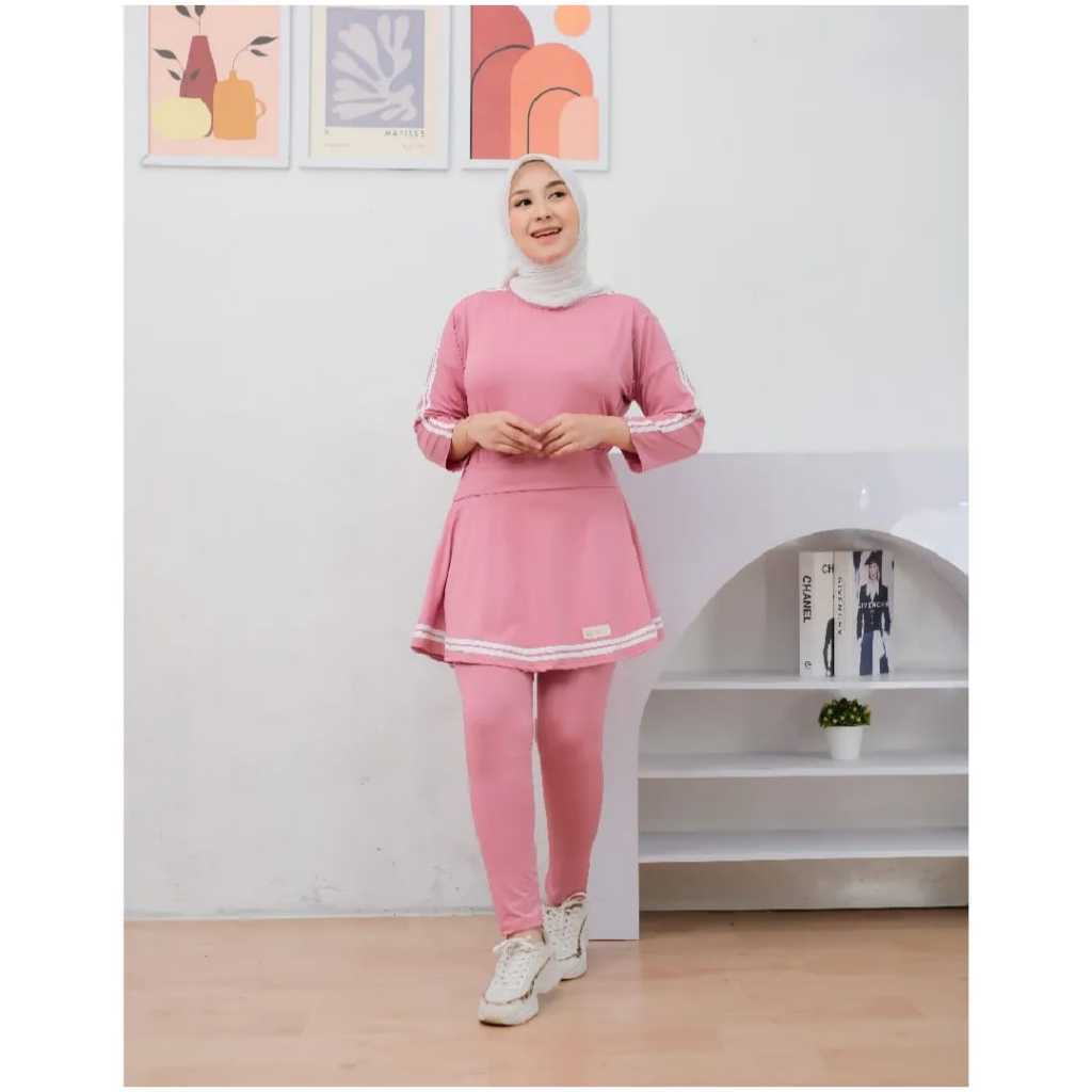 Baju Setelan Olahraga Wanita Muslimah One Set Jilbab Premium Sport Women/Terbaru