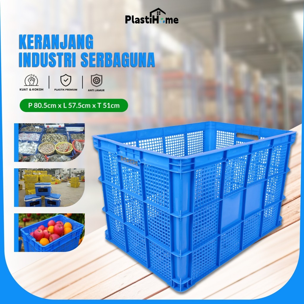 Keranjang Plastik Besar Tebal Kuat – Keranjang Penyimpanan Serbaguna untuk Gudang, Toko & Rumah | Ka