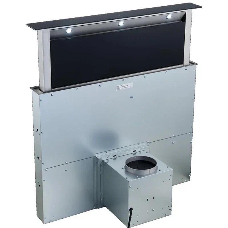 Downdraft hood with 4speed LCD sling touch controls 90cm Lift & Lower Silent Cooker Hood for island 