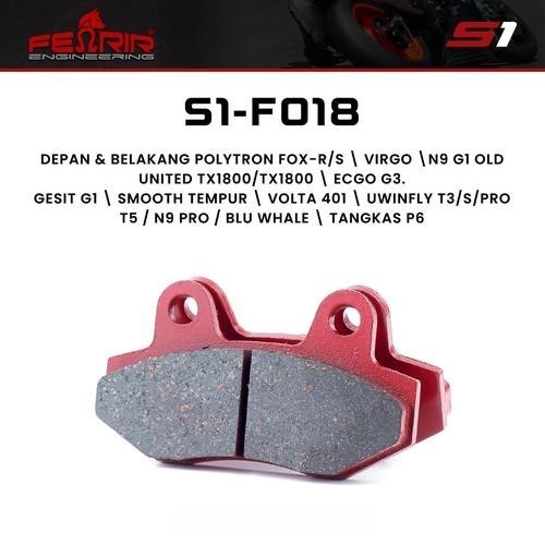 DISCPAD DEPAN & DISCPAD BELAKANG KAMPAS REM MOTOR LISTRIK ( MERK FENRIR S1-F018) POLYTRON FOX-R/S VI