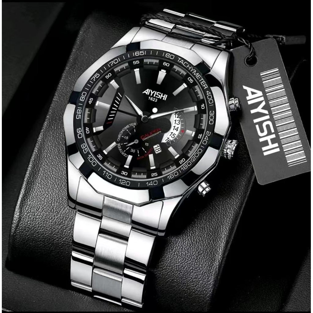 AIYISHI Jam tangan pria kuarsa tahan air gaya klasik bercahaya malam/Jam Tangan Pria Otomatis 1623 B