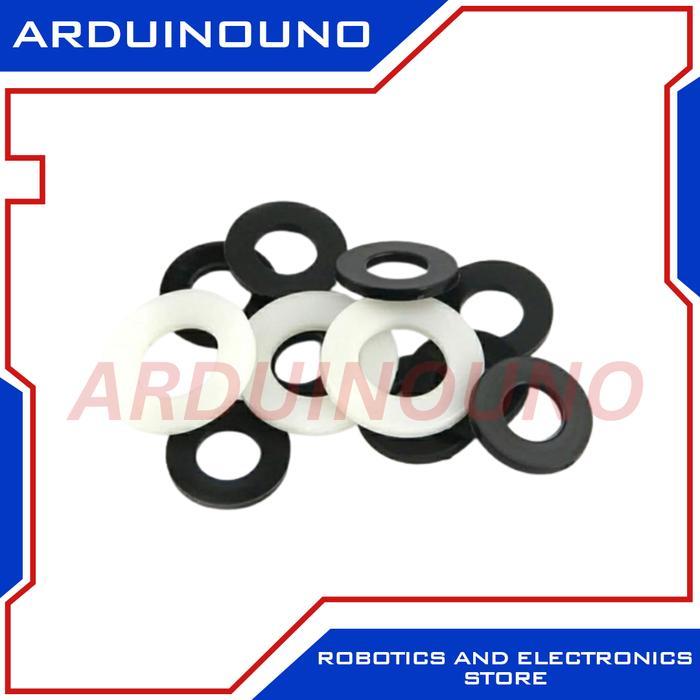 (BACA DESKRIPSI) M12 Ring Nylon m12x20x1 mm for spacer screw nut mur baut 12mm plastik - Putih