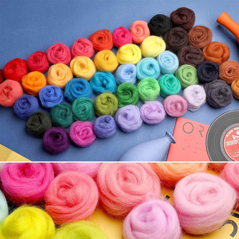 Multicolor Mixed Size 2-10g 66S Needle Felting Wool Fibre Wool Roving for DIY Craft Materials Handma