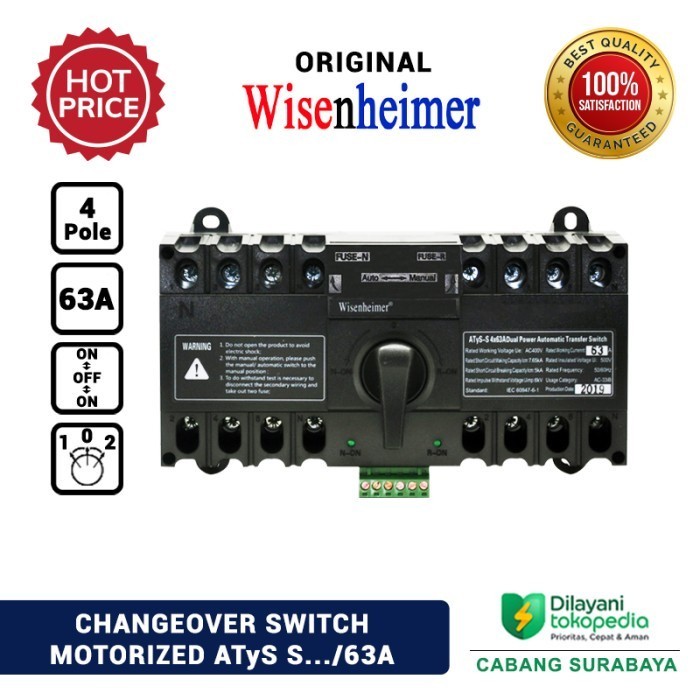 Change Over Switch 63A Motorized ATyS Ohm Saklar 63A Wisenheimer SBY