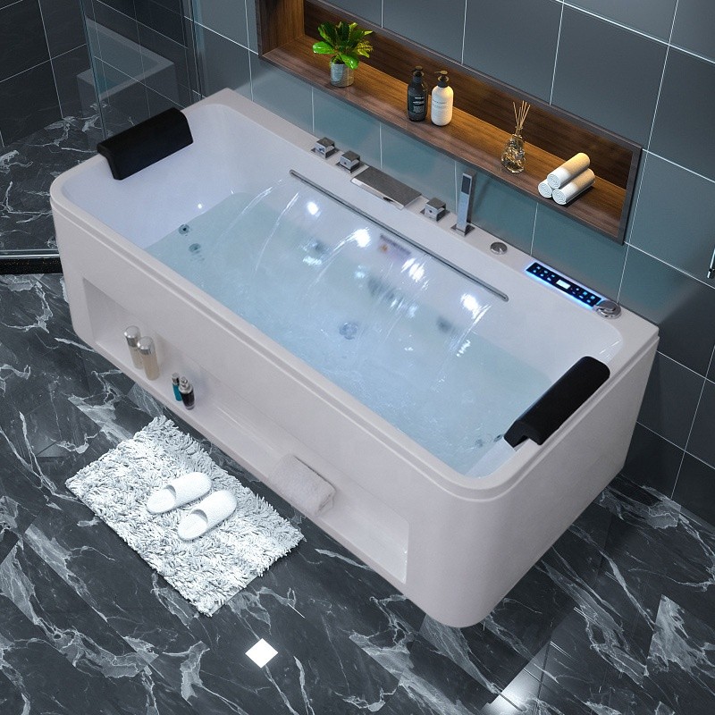 Bathroom Rectangle Acrylic Bathtub Jet whirlpool Tub Free Standing Bathtub Indoor Customized Acrylic