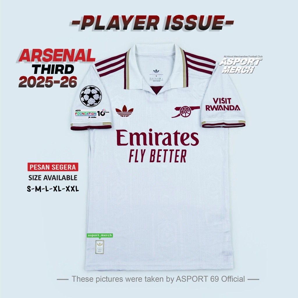 ASPORT PLAYER ISSUE ARSENAL THIRD 2025 2026 TERBARU ARSENAL PI