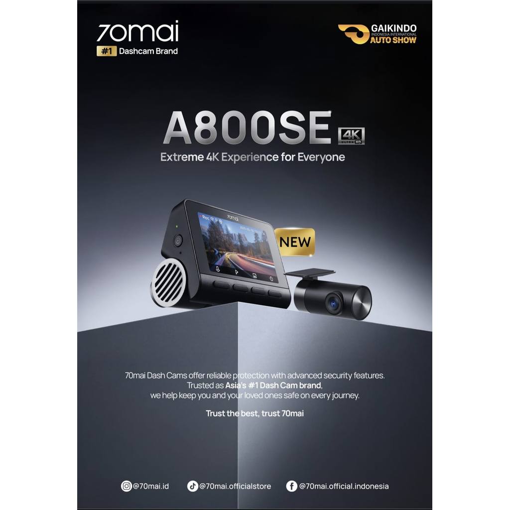 70MAI DASH CAM A800SE 4K WI-FI 6 SUPER CAPACITOR BATTERY VOICE CONTROL 70MAI DASH CAM MOBIL - FRONT+