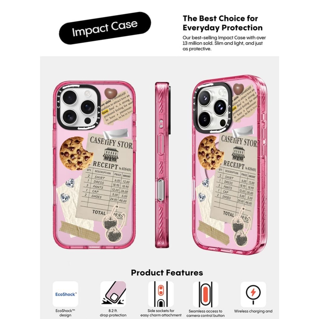 CASECASE X Cookie Case Pink Fizz Color Clear Hard Magnetic Suction Impact Case Untuk Apple IPhone 12
