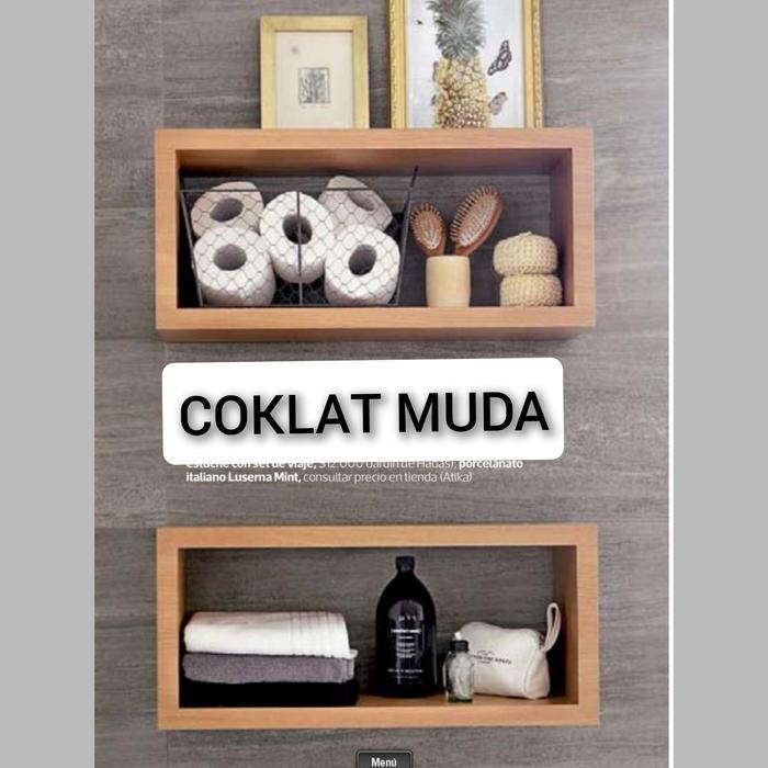 RAK DECORASI KAMAR MANDI, RAK AMBALAN DINDING, RAK KAMAR MANDI - NATURAL OAK, 1 pcs ambalan