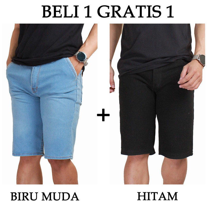 (BELI 1 GRATIS 1) Celana Jeans Pendek Pria 2023 TERBARU DI TOKO SHARAHCOLLECTION