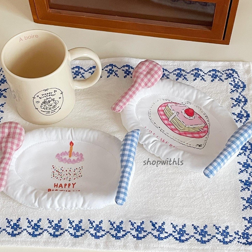 TERLARIS BIRTHDAY CAKE COASTER//Aesthetic Cotton Coaster/Aesthetic Korean Style Coaster/Home Cafe Pr