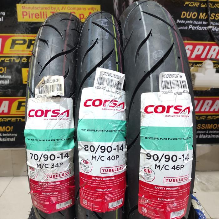 Ban Corsa Terminator Tubeless Ring 14 FREE Pentil 80/90 90/90 - CORSA TERMINATOR, 70/90-14