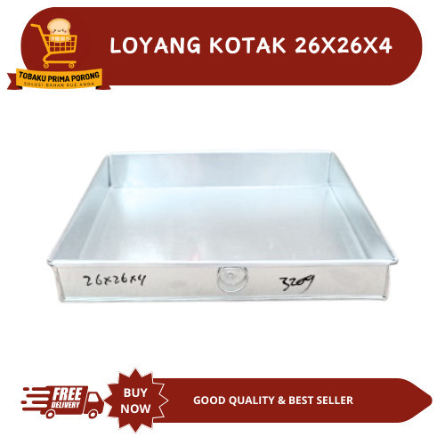 LOYANG KOTAK 26 X 26 X 4 ALUMINIUM/LOYANG BENTUK KOTAK/LOYANG KUE