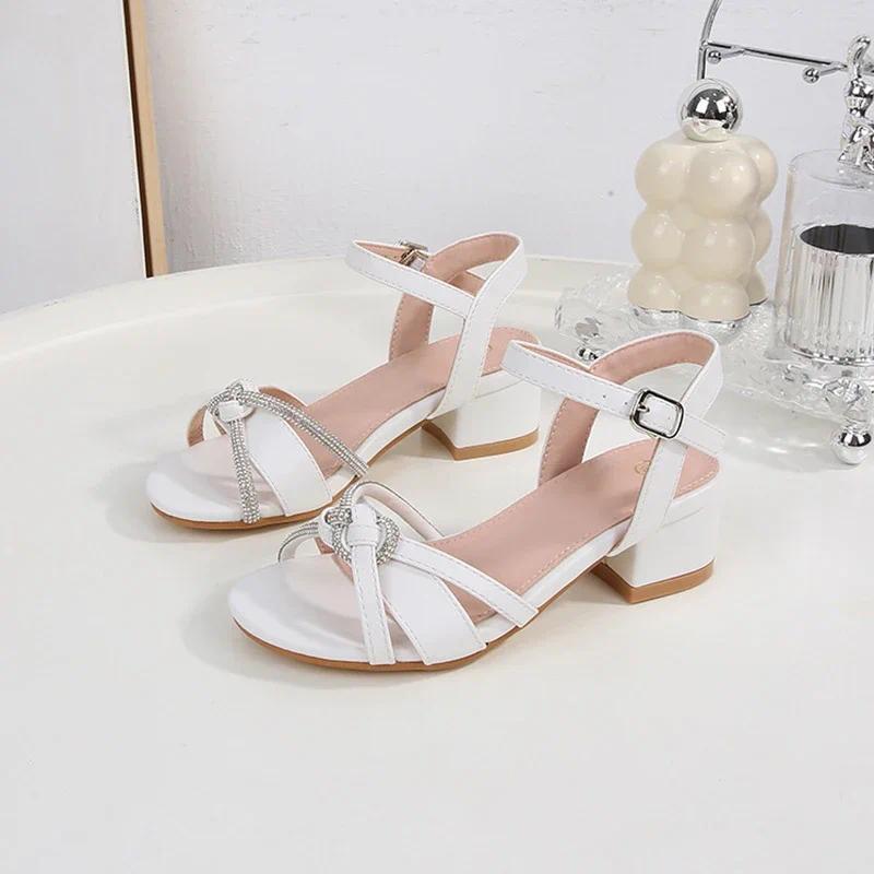 Sandal Anak 2025 Musim Panas Baru Anak-anak Kristal Hak Tinggi Sol Lembut Kasual Fashion Sepatu Putr