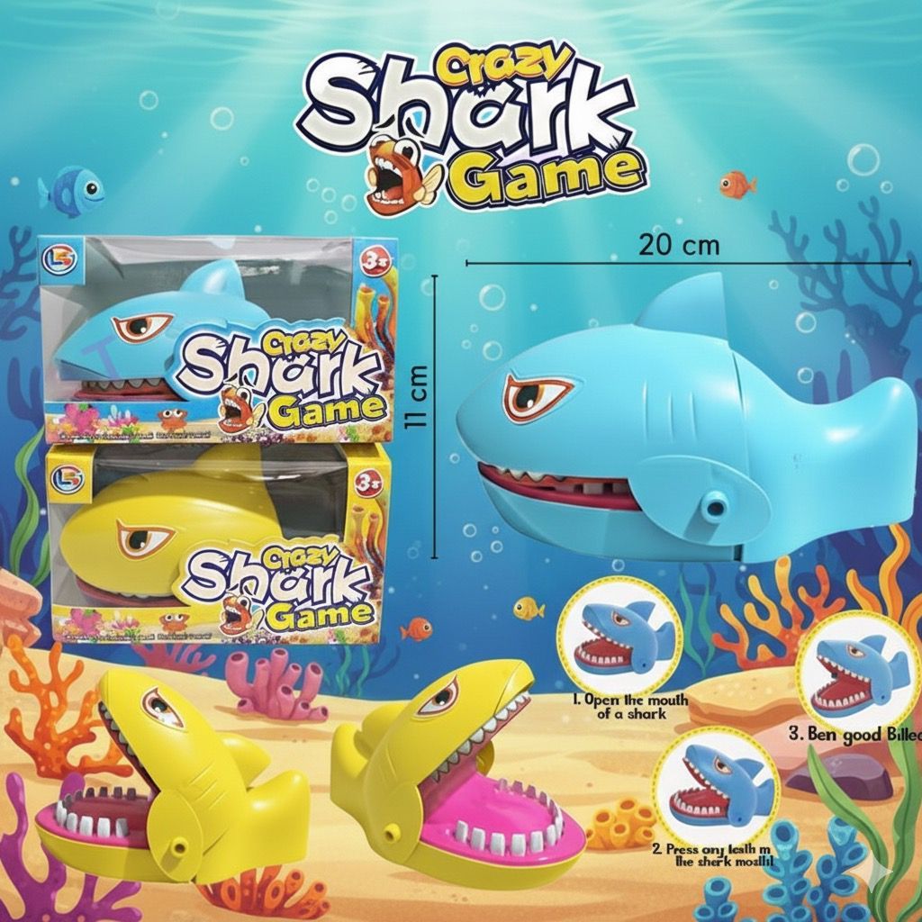 Mainan Gigit Jari Karakter Hiu Hadiah Anak "Crazy Shark Game"