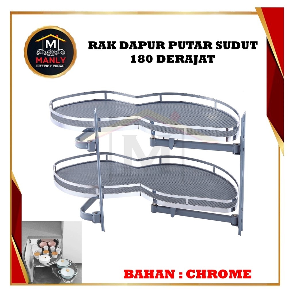 Rak Lemari Dapur Piring Panci Mangkok Botol Rak Dapur Sudut 180 Derajat
