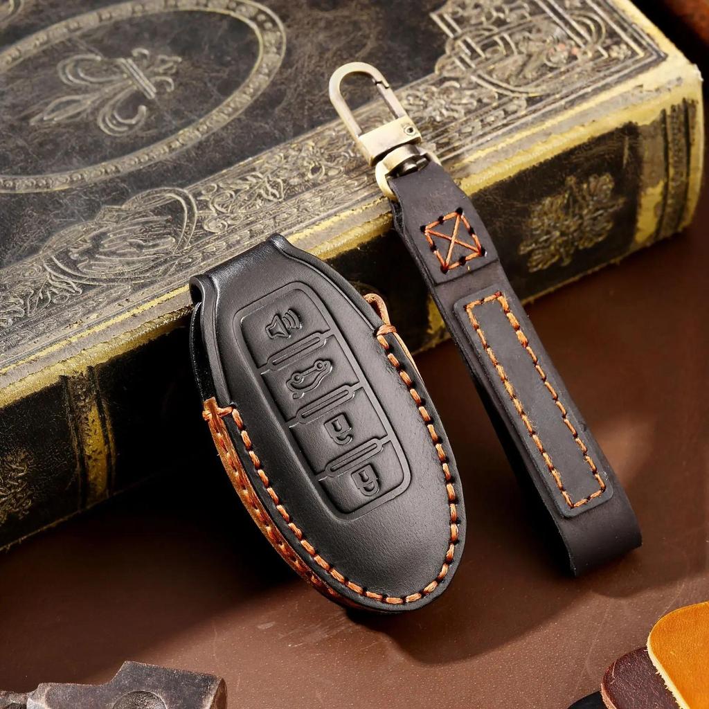 Leather Car Key Cover Keyain Case for Nissan Qashqai X-Trail Versa Maxima Altima Rogue Murano Juke T