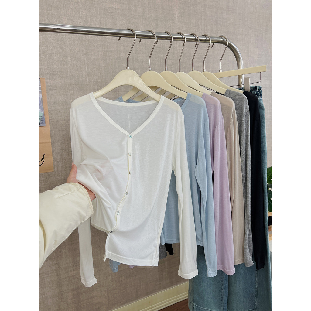 Lyocell Soft Breathable Thin Sun Protection Knitted Cardigan for Women Summer Outerwear Long Sleeve 