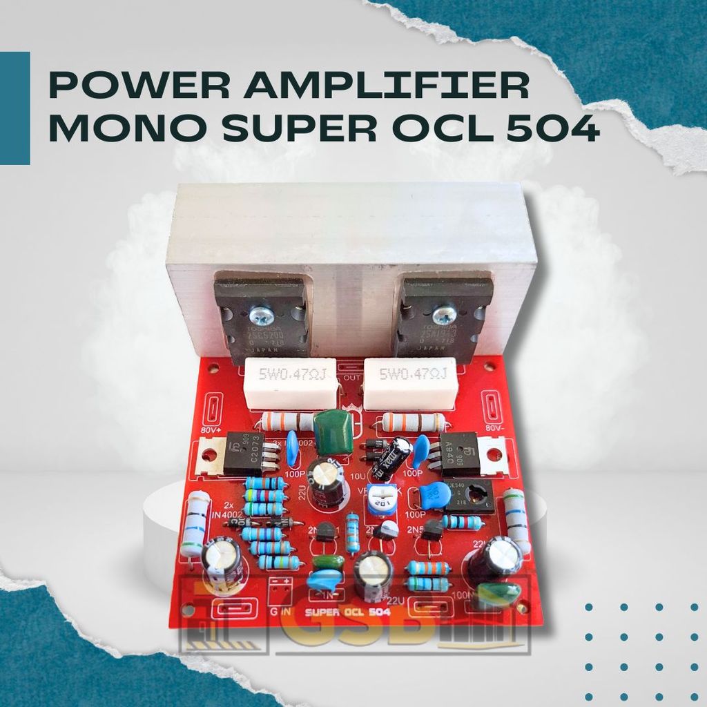 Power Amplifier Mono Super OCL 504 200W Final C5200 A1943 Lengkap Heatsink
