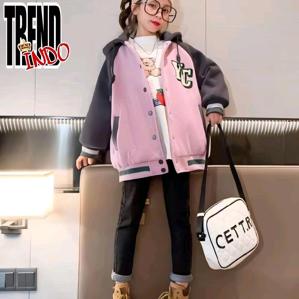 Jaket Varsity Jaket Baseball Cewek Cowok Jaket Berkancing pink abu tua  Hoodie Korean Style Bahan Fl