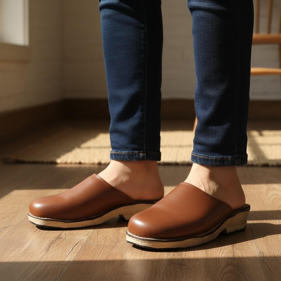 Sandal Sepatu Tarumpah Tutong Pria/Wanita Kulit Asli Karet Mentah