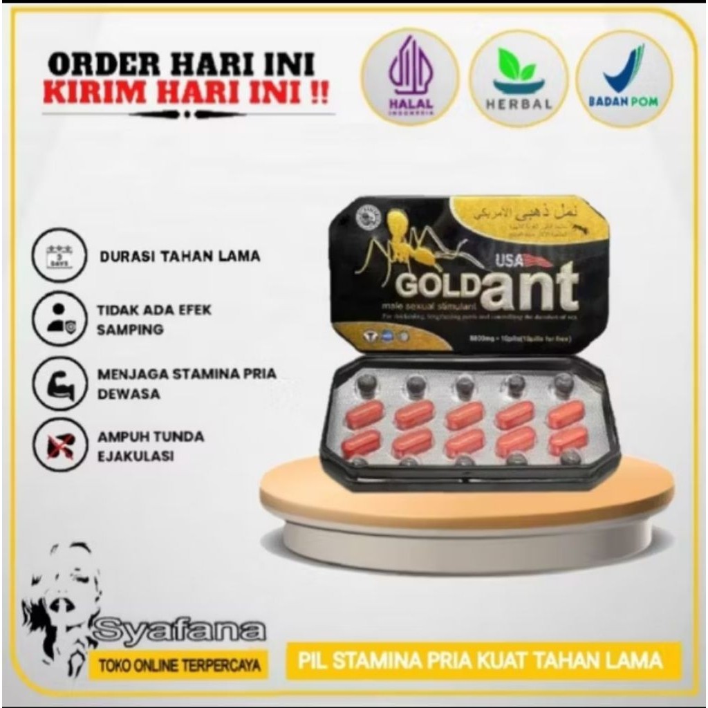 GOLD ANT USA ORIGINAL - SUPLEMEN STAMINA PRIA 1BOX ISI 10PIL ASLI TOP By GEMA