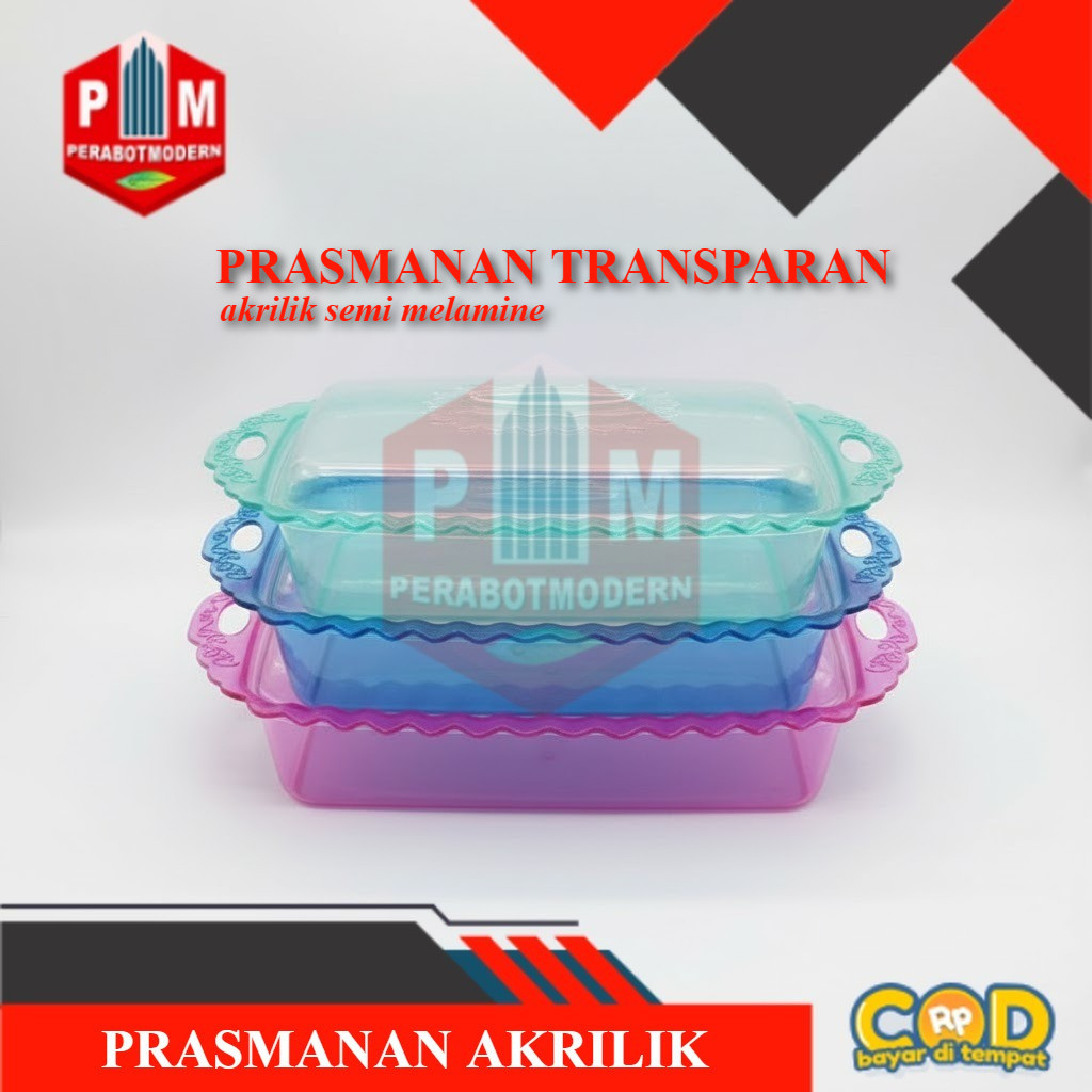 Prasmanan Semi Melamin Segi Tutup Mika Akrilik Ukuran Besar