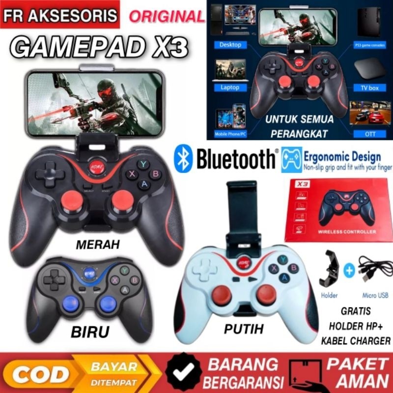 [VELFOX] Gamepad X3 ORIGINAL bluetooth smartphone joystick PC FREE holder Gamepad T3 / X3