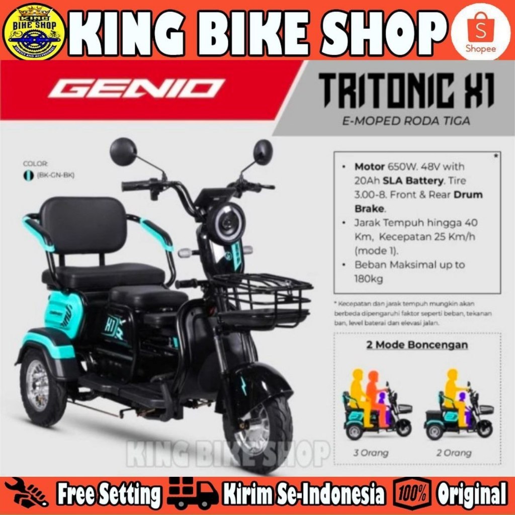 Sepeda Listrik Roda Tiga GENIO TRITONIC X1 650 Watt Electric E Bike