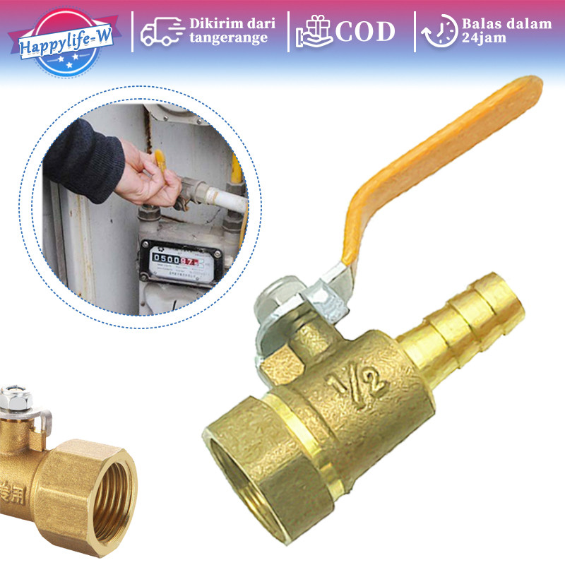 Stop Kran Gas 1/2 Inch Kran Gas Sata Kran Oven Gas Kran Water Heater Keran Gas Bahan Kuningan