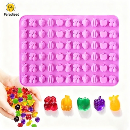 Paradised Cetakan Silikon Coklat Permen Jelly Es Buah Nanas Ceri Anggur Pisang Apel Kecil / Silicone