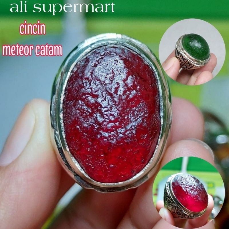 Batu cincin meteor catam bahan merah siam murah