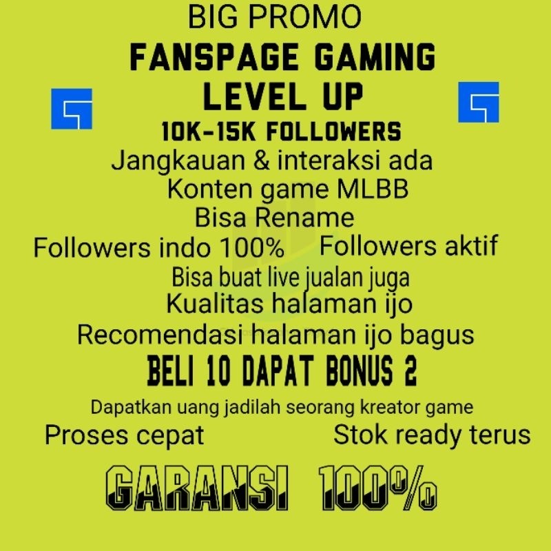 FANSPAGE GAMING LEVEL UP 10K FOLL INDO ASLI