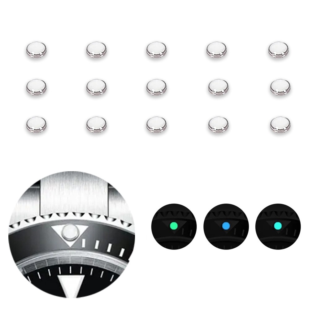 White Beads Blue Green Luminous Pip Watch Bezel ert 12 O’Clock Lume Pearl Dot Mod Parts Replacement 