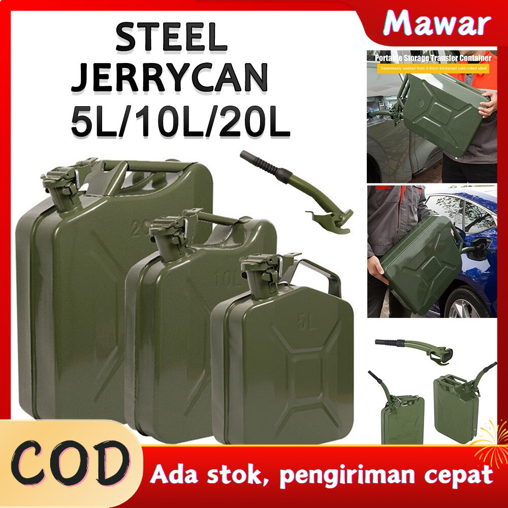 [COD]JERIGEN 10/20 LITER/JERIGEN BESI BENSIN SOLAR JERRYCAN CARBON STEEL PLATE JIRIGEN ARMY TANGKI O