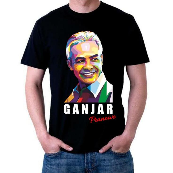 (COD) kaos ganjar pranowo pria dan wanita desain wpap - S, Hitam