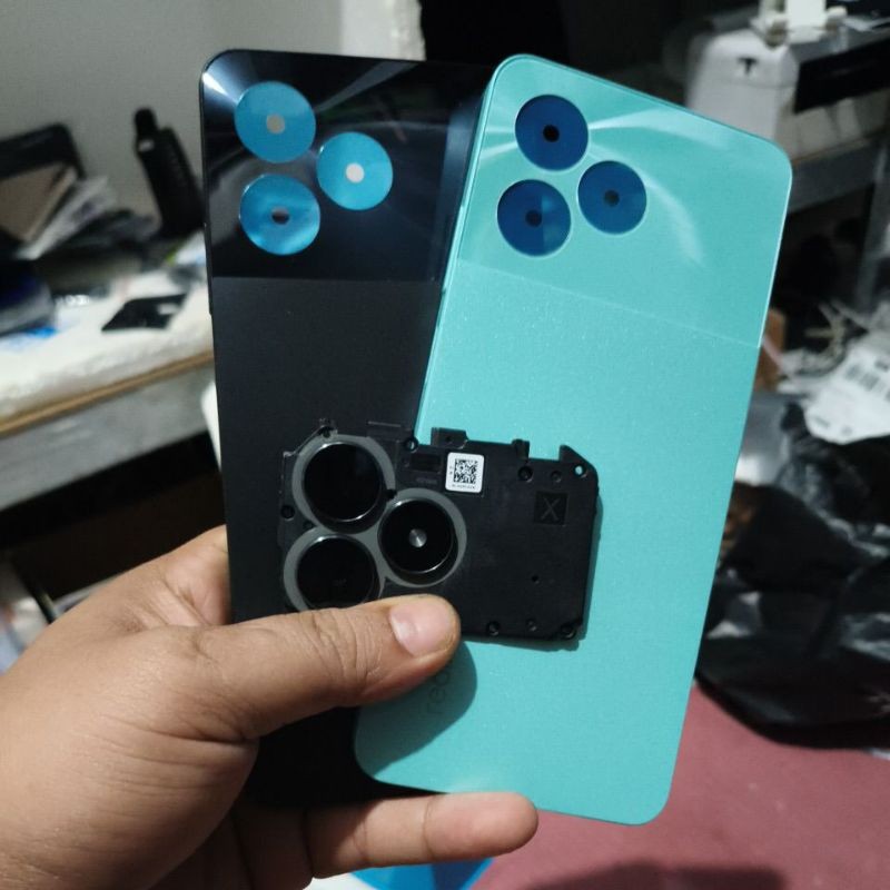 backdoor backcover backcasing + ring lensa kamera tutup mesin realme c51 / realme note 50 original