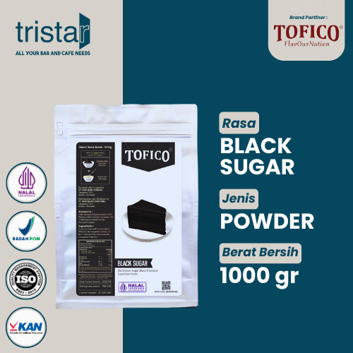 Tofico Powder Black Charcoal 1kg - Bubuk Minuman Rasa Black Sugar Charcoal Original Premium Quality 