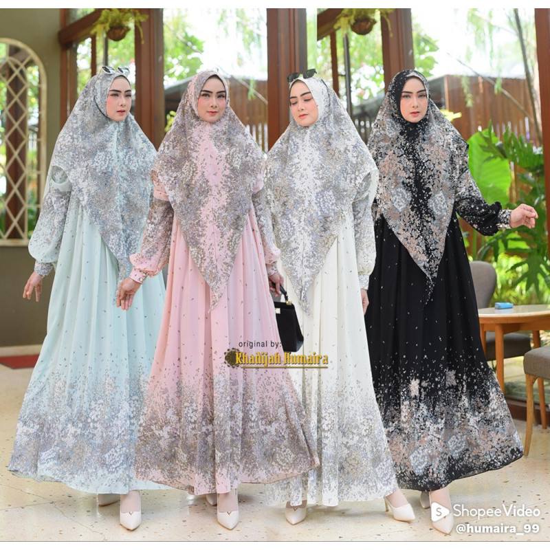 SK20WP humaira99 Gamis syari Adinda Matt ceruty babydoll printing set khimar syari best seller