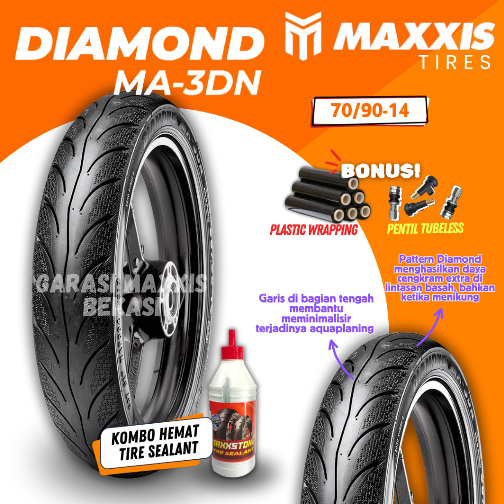 SALE[READY STOCK COD] BAN MAXXIS DIAMOND MA-3DN TUBELESS RING 14 / ( 70/90 - 80/90 - 90/90 - 80/80 -